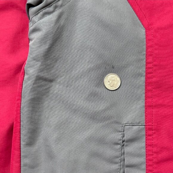 Cabelas Mens Red Gray Colorblock Full Zip Jacket Mock Neck Fleece Lined Size M - Picture 8 of 13